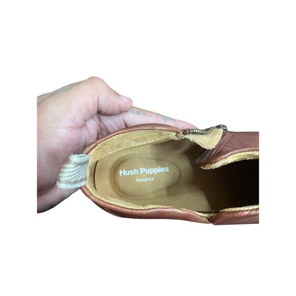 Hush Puppies Hadley Women's Bootie Shoes 6.5 Brown Cognac Side Zip Leather Boots - Picture 3 of 9
